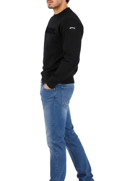 CROSBY Crew neck sweatshirt with logo black - Men's Sweaters