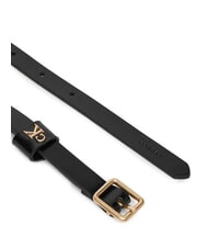 CALVIN KLEIN SQUARE BUCKLE CK Leather belt black / antique light gold - Belts - 2