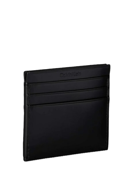 CK Flat leather card holder on black - Women&rsquo;s Wallets