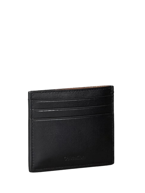 BOLD CK SUEDE Flat leather card holder on black - Men&rsquo;s Wallets