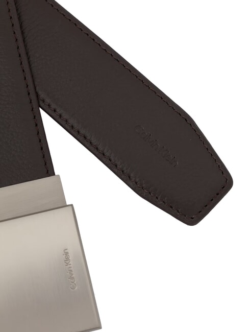DRESS PLAQUE Leather belt ck dark brown / brushed nickel - Belts