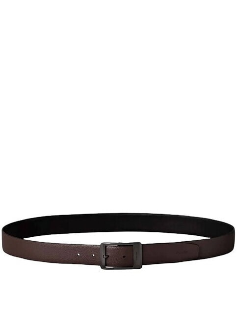 RECTANGULAR Reversible leather belt black / ck dark brown / matte - Belts