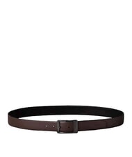 CALVIN KLEIN RECTANGULAR Reversible leather belt black / ck dark brown / matte - Belts - 2