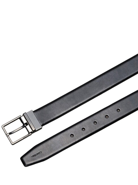 SQUARE BUCKLE CK Double-sided leather belt black / matte gunmetal - Belts