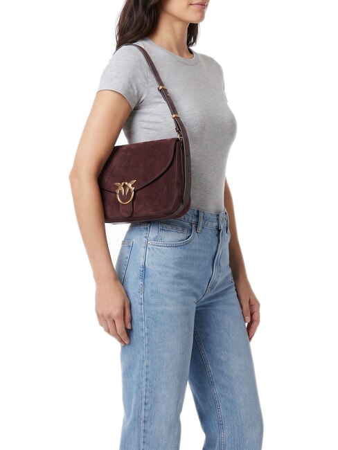 LOVE SATCHEL Shoulder bag, in suede leather Burgundy-antique gold - Women&rsquo;s Bags