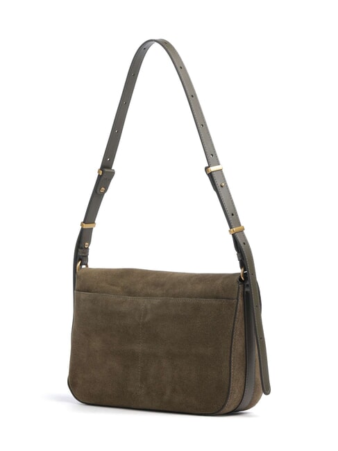 LOVE SATCHEL Shoulder bag, in suede leather dark olive green-antique gol - Women&rsquo;s Bags
