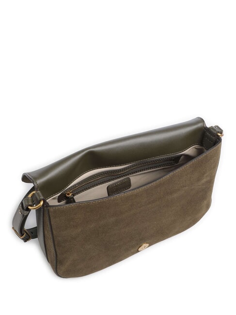 LOVE SATCHEL Shoulder bag, in suede leather dark olive green-antique gol - Women&rsquo;s Bags