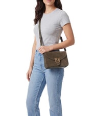 PINKO LOVE SATCHEL Mini shoulder bag, in leather dark olive green-antique gol - Women&rsquo;s Bags - 2