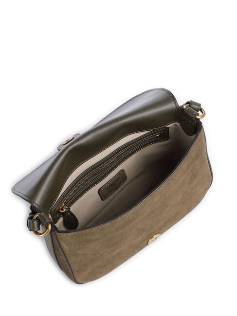 LOVE SATCHEL Mini shoulder bag, in leather dark olive green-antique gol - Women&rsquo;s Bags