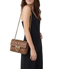 PINKO LOVE PUFF MINI Mini shoulder bag in nappa cognac brown-antique gold - Women&rsquo;s Bags - 5
