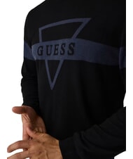 GUESS MARK LOGO JACQUARD Jersey with triangular logo jetbla - Men's Sweaters - 3