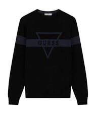 GUESS MARK LOGO JACQUARD Jersey with triangular logo jetbla - Men's Sweaters - 5