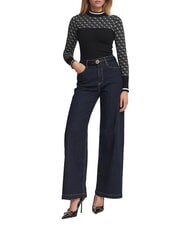 GUESS MOCK NECK AUBREY 4G Slim fit sweater black muted stone co - Women's Sweaters - 4