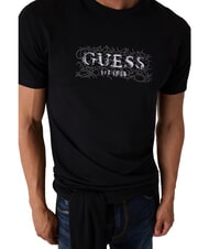 GUESS BOX LORO ROPES T-shirt with pinned logo jetbla - T-shirt - 4