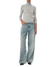 GUESS HALLIE TRIANGLE High neck sweater, long sleeves light melange gray m - Women's Sweaters - 3