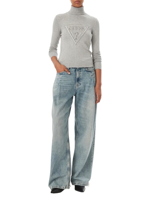 HALLIE TRIANGLE High neck sweater, long sleeves light melange gray m - Women's Sweaters