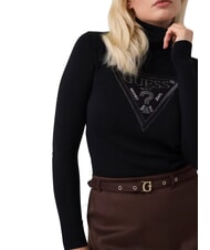 GUESS HALLIE TRIANGLE High neck sweater, long sleeves jetbla - Women's Sweaters - 4