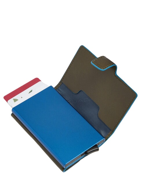 BLUE SQUARE Leather and metal credit card holder GREEN - Men&rsquo;s Wallets
