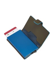 PIQUADRO BLUE SQUARE Leather and metal credit card holder - Men&rsquo;s Wallets