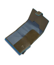 PIQUADRO BLUE SQUARE Leather and metal credit card holder GREEN - Men&rsquo;s Wallets - 3