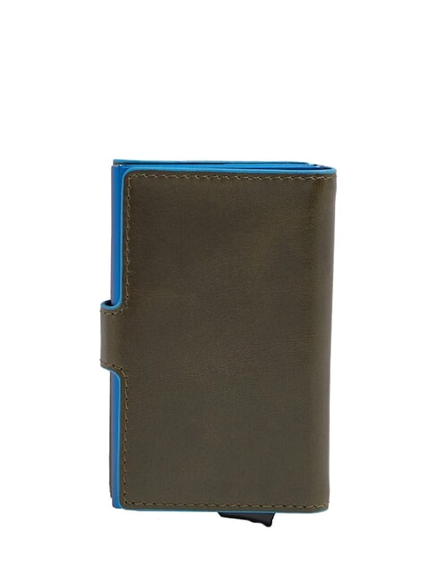 BLUE SQUARE Leather and metal credit card holder GREEN - Men&rsquo;s Wallets