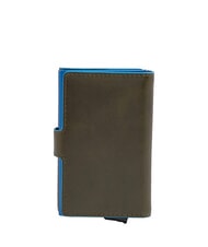 PIQUADRO BLUE SQUARE Leather and metal credit card holder GREEN - Men&rsquo;s Wallets - 4
