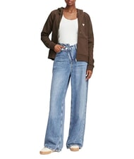 GUESS JEANS REGULAR MINI Zip-up hoodie dark coffee - Women's Sweatshirts - 3