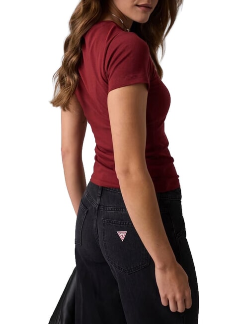 PRINT SLIM Slim-fit short-sleeved T-shirt vineyard red - T-shirt