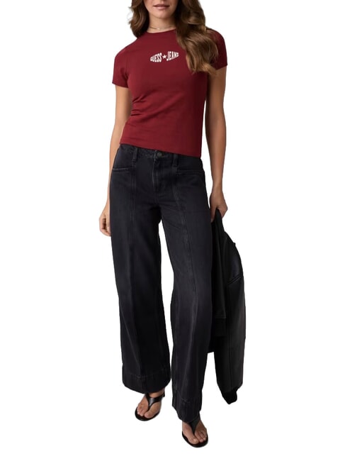PRINT SLIM Slim-fit short-sleeved T-shirt vineyard red - T-shirt