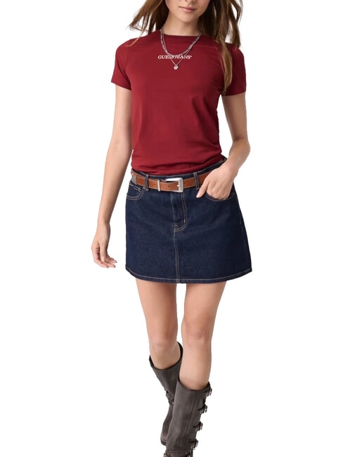 SLIM LOGO Slim-fit stretch t-shirt vineyard red - T-shirt