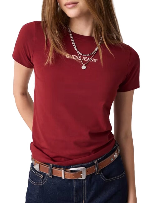 SLIM LOGO Slim-fit stretch t-shirt vineyard red - T-shirt