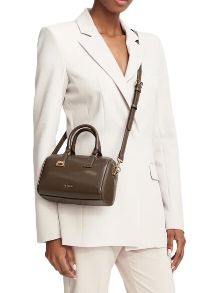 OLIVIA Leather handbag with shoulder strap muddy gray - Women&rsquo;s Bags