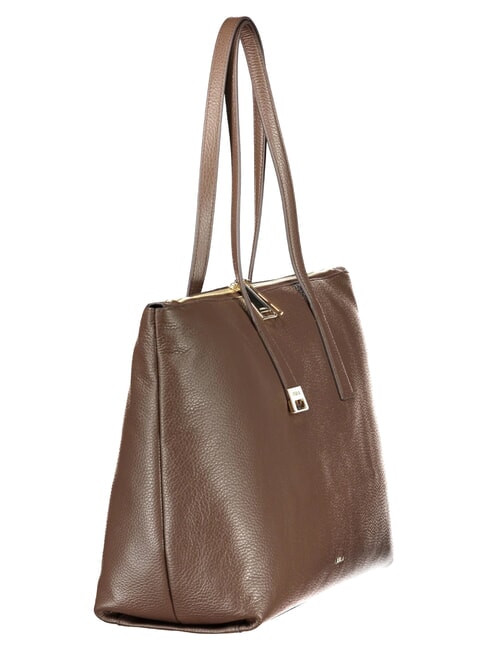 OLIVIA Leather shoulder shopping bag muddy gray - Women&rsquo;s Bags
