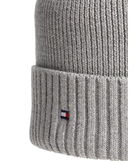 TOMMY HILFIGER TH FLAG Cotton beanie hat with cuff medium gray heather - Hats - 3