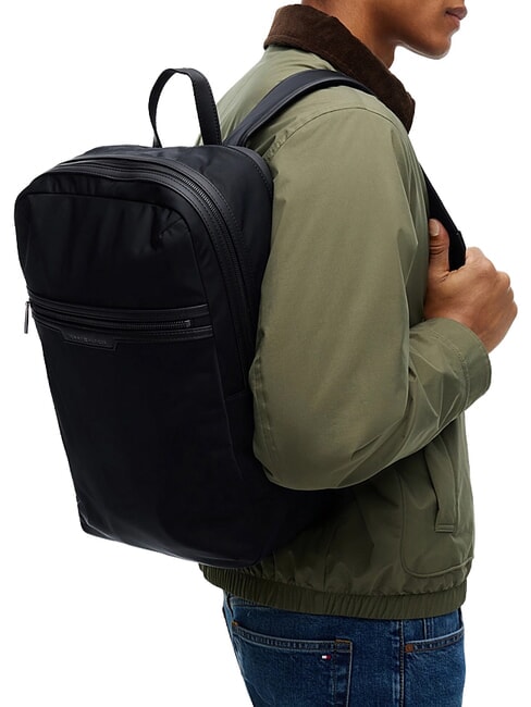 TH NYLON Backpack with front pocket black - Backpacks & School and Leisure