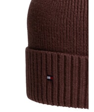 TOMMY HILFIGER TH FLAG Cotton beanie hat with cuff red wine - Hats - 3