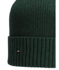 TOMMY HILFIGER TH FLAG Cotton beanie hat with cuff majestic emerald melange - Hats - 3
