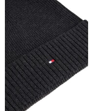 TOMMY HILFIGER TH FLAG Cotton beanie hat with cuff charcoal gray - Hats - 3
