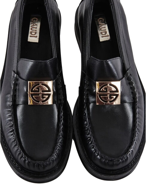 LUDMILLA Leather moccasins BLACK - Women&rsquo;s shoes