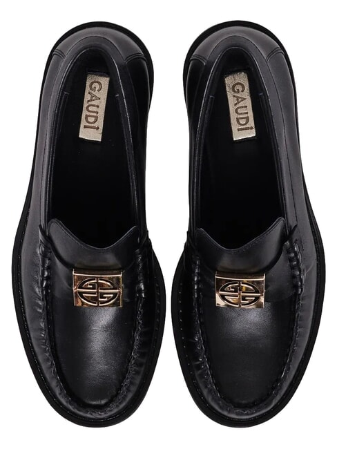 LUDMILLA Leather moccasins BLACK - Women&rsquo;s shoes