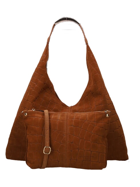 ELLISSE CROCO SUEDE Maxi shoulder bag cognac - Women&rsquo;s Bags