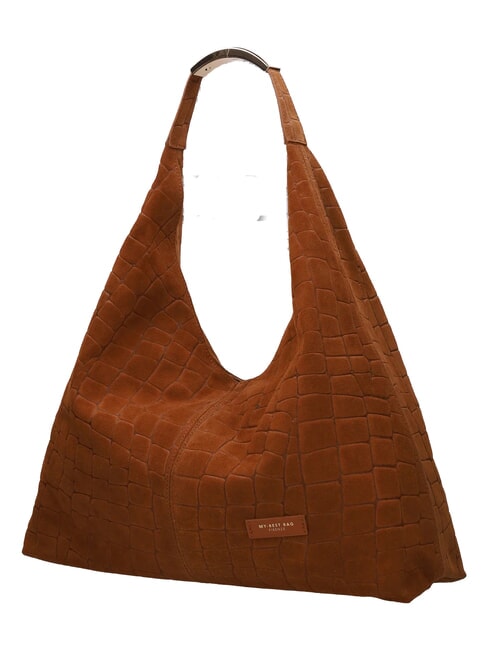 ELLISSE CROCO SUEDE Maxi shoulder bag cognac - Women&rsquo;s Bags