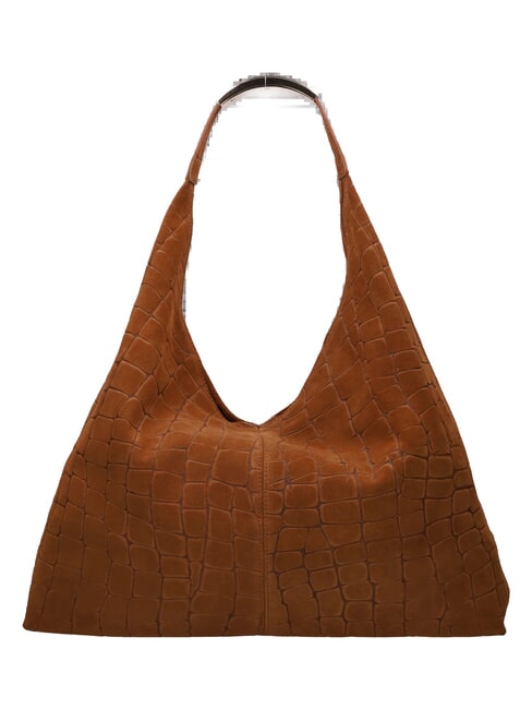 ELLISSE CROCO SUEDE Maxi shoulder bag cognac - Women&rsquo;s Bags