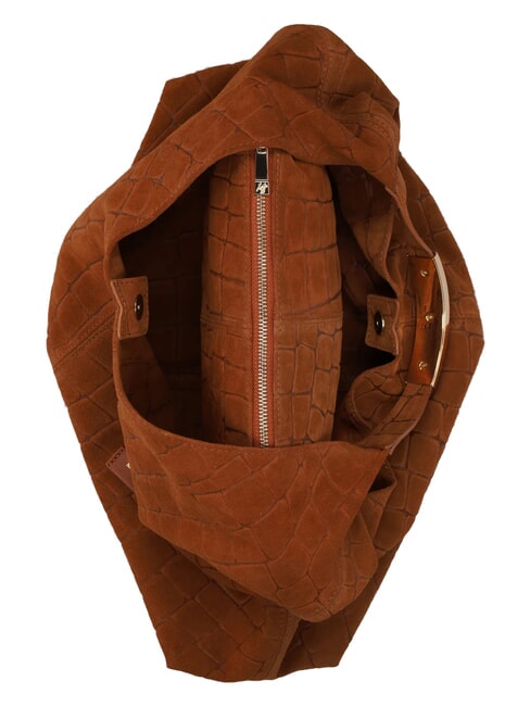 ELLISSE CROCO SUEDE Maxi shoulder bag cognac - Women&rsquo;s Bags