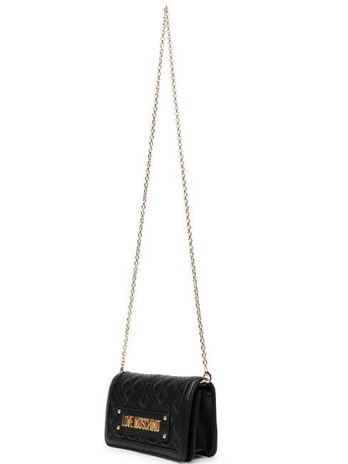 QUILTED Clutch / Wallet with shoulder strap Black - Women&rsquo;s Wallets