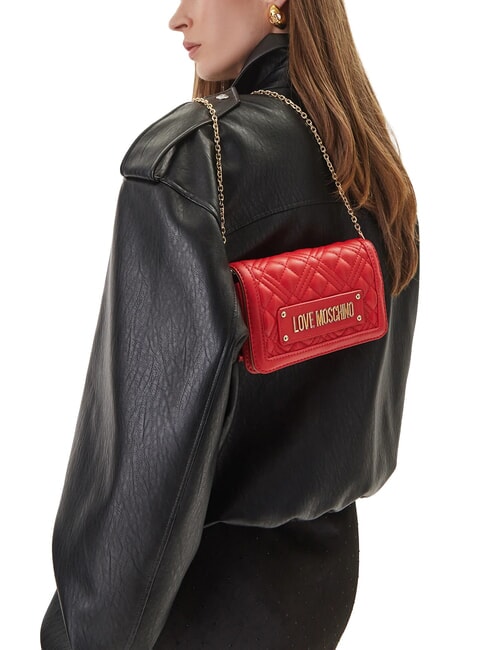 QUILTED Clutch / Wallet with shoulder strap RED - Women&rsquo;s Wallets