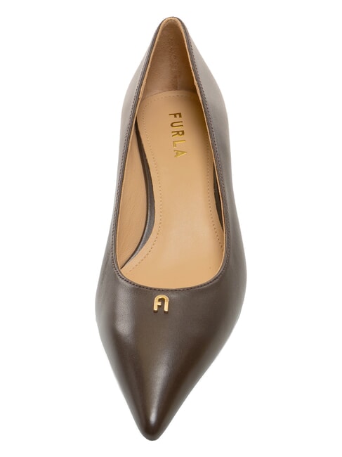 ATELIER  Leather d&eacute;collet&eacute; with 5cm heel chocolate - Women&rsquo;s shoes