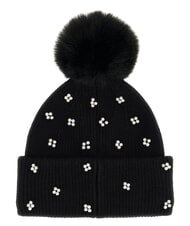 GUESS KNITTED Hat with pom poms BLACK - Hats - 2