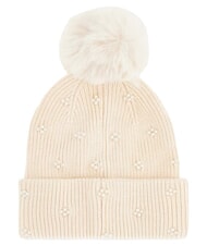 GUESS KNITTED Hat with pom poms OFFWHITE - Hats - 2