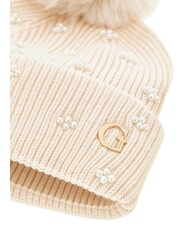 GUESS KNITTED Hat with pom poms OFFWHITE - Hats - 3